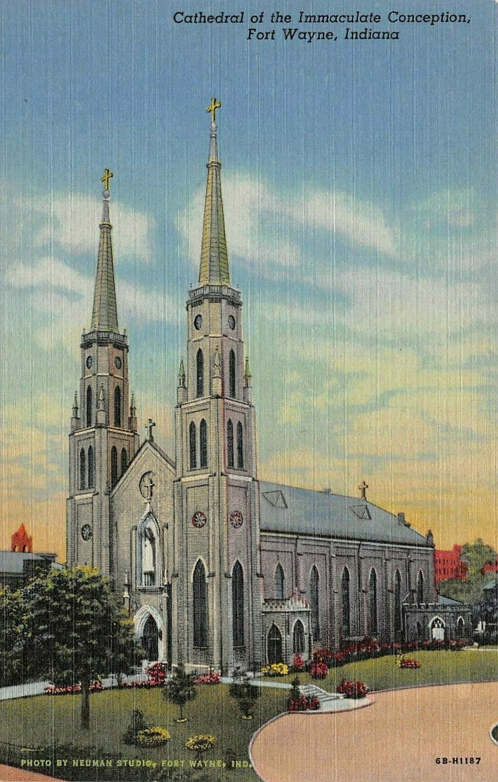 C6433 Cathedral Of The Immaculate Conception, Fort Wayne In 1946 Teich Linen Pc