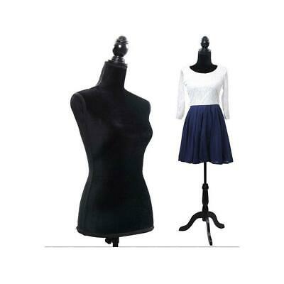 Adjustable Female Mannequin Dress Torso Clothing Display /w Tripod Stand Black
