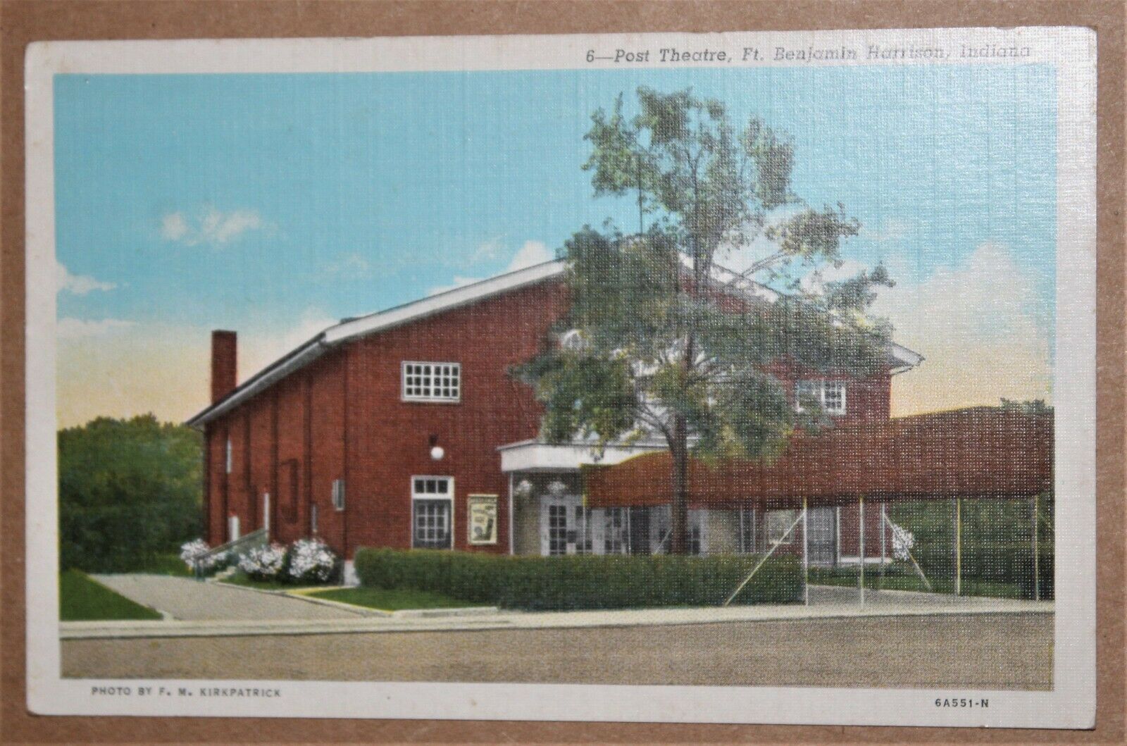 1930 - 1945 Postcard Of The Post Theatre, Fort Benjamin Harrison, In