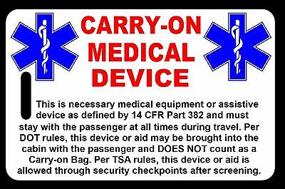 Carry-on Medical Device  Bag Tag - Tsa - Cpap Bipap Apnea Poc