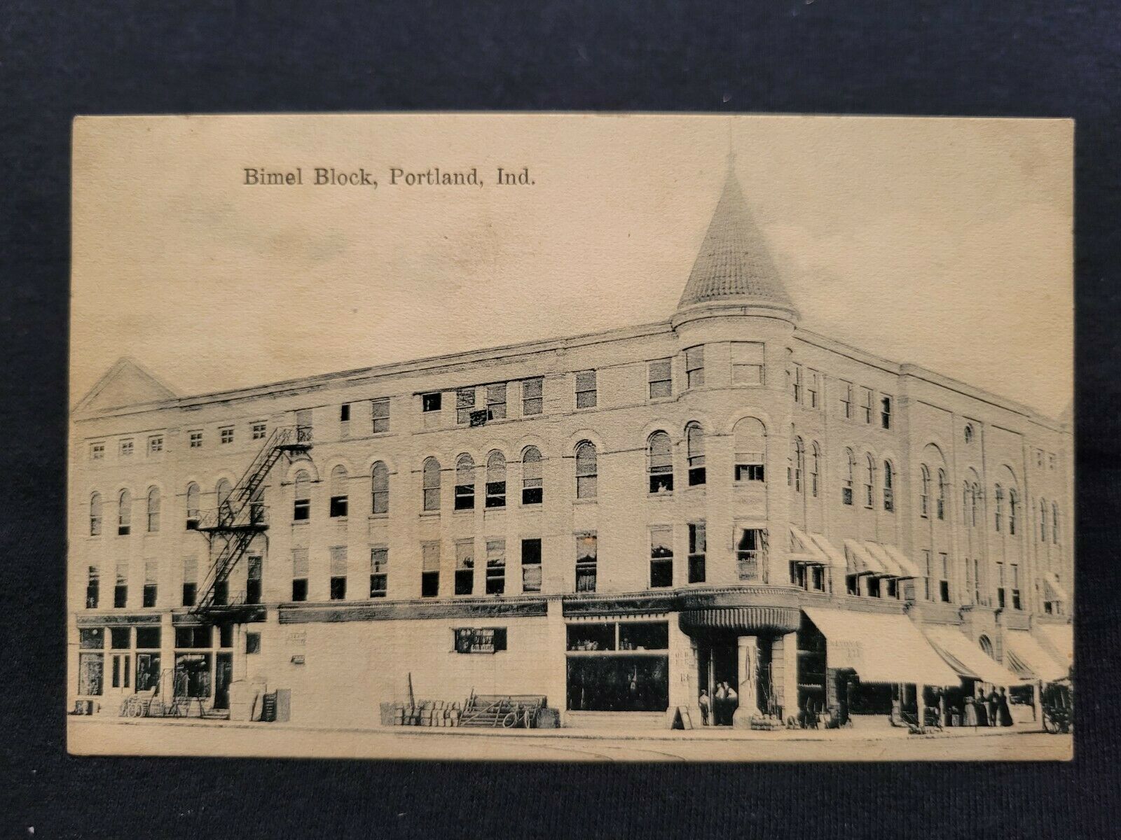 Portland Jay County In Indiana Postcard Bimel Block Buildings Downtown