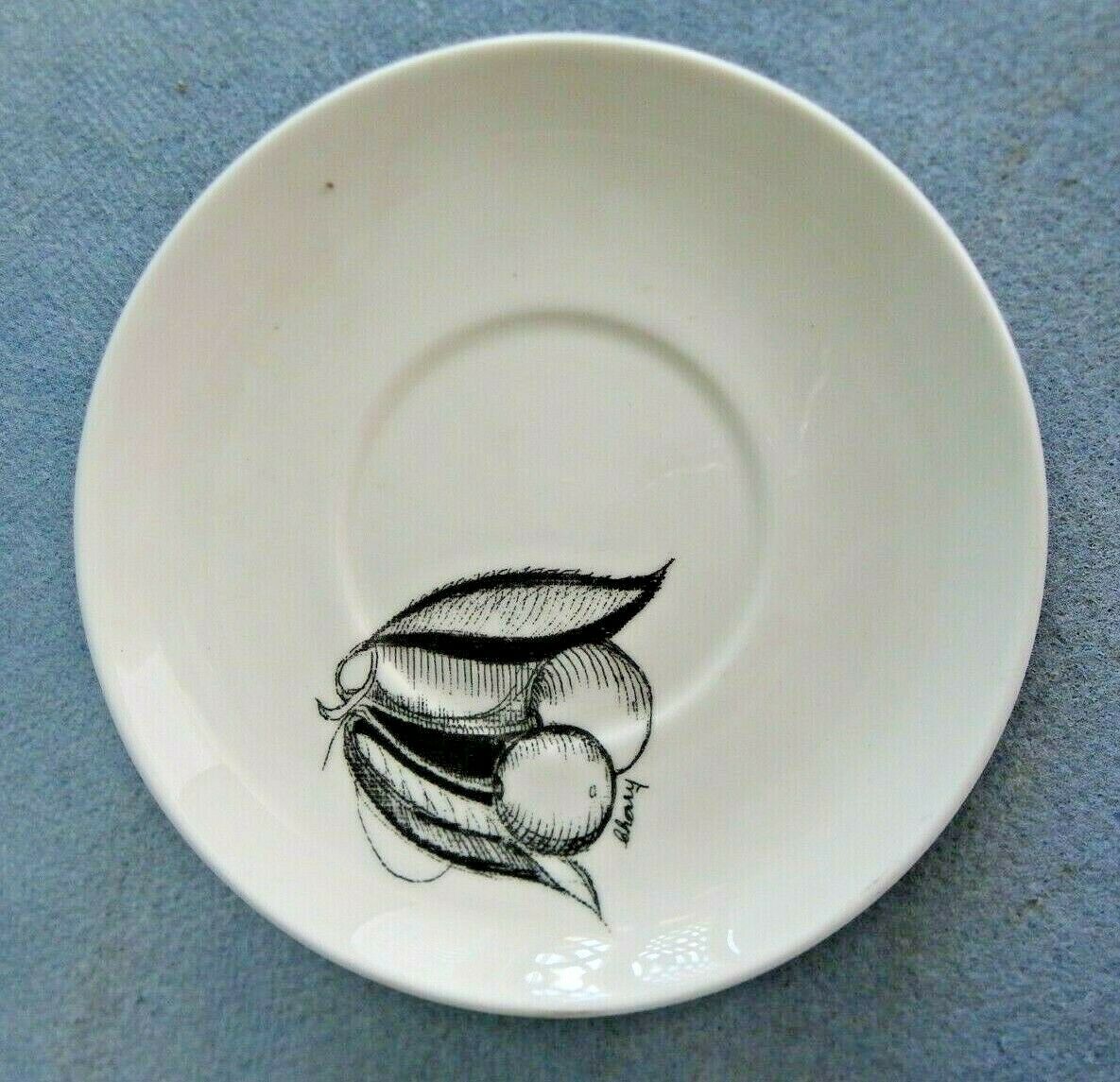 Susie Cooper Black Fruit Saucer For Demitasse Cup "cherry"